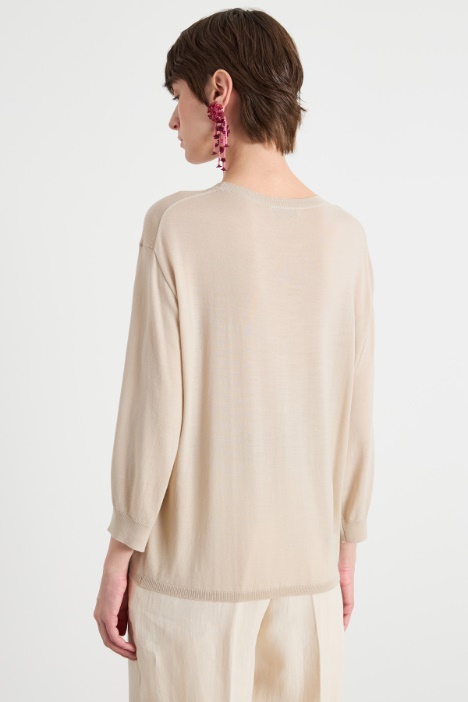 Maglia girocollo con maniche a spalla scesa