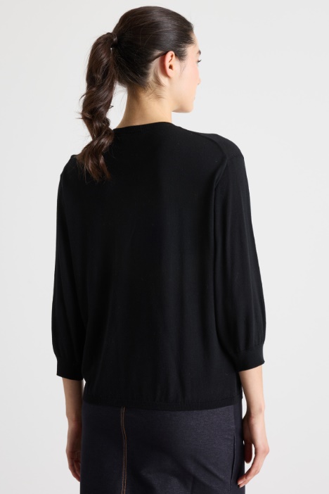 Maglia girocollo con maniche a spalla scesa