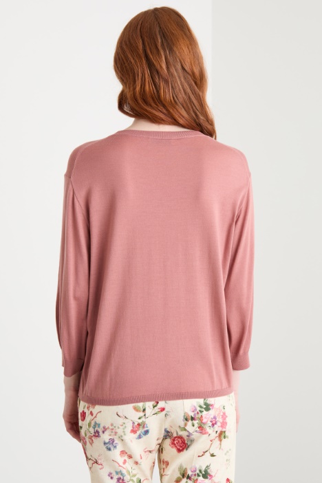 Maglia girocollo con maniche a spalla scesa