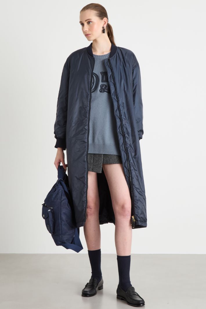 Longline padded bomber jacket in water-repellent canvas Intrend
