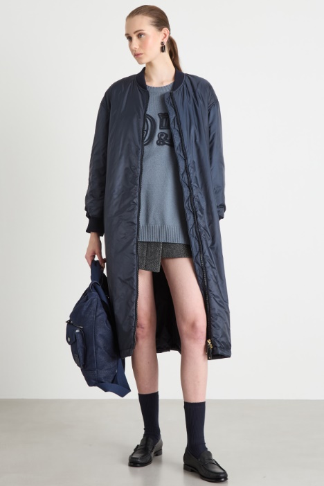 Longline padded bomber jacket in water-repellent canvas Intrend