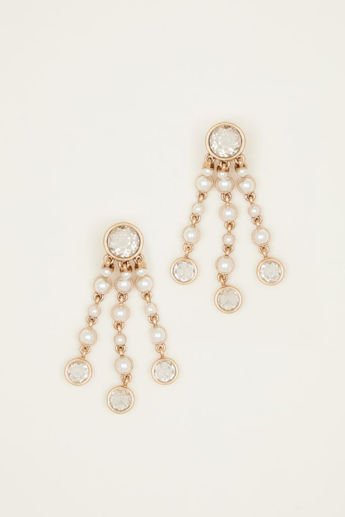 Pearl and rhinestone chandelier earrings Intrend