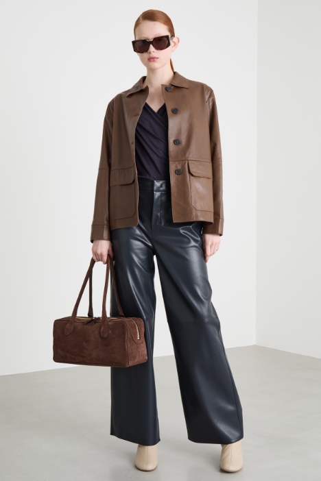 Wide-leg trousers in coated fabric Intrend