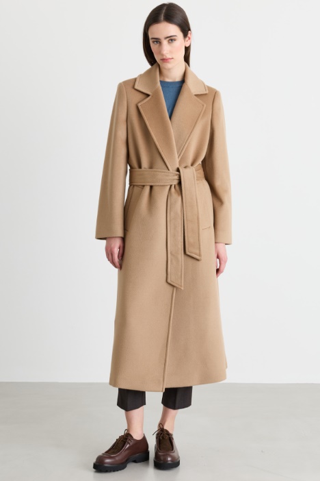 Cappotto a vestaglia in drap di lana