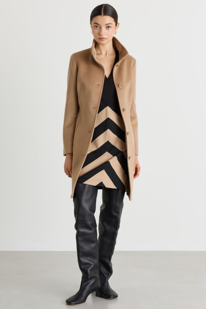 Wool Drap Coat - CAMEL - Intrend