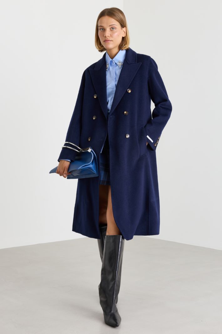Peak lapel coat - BLUE - Intrend