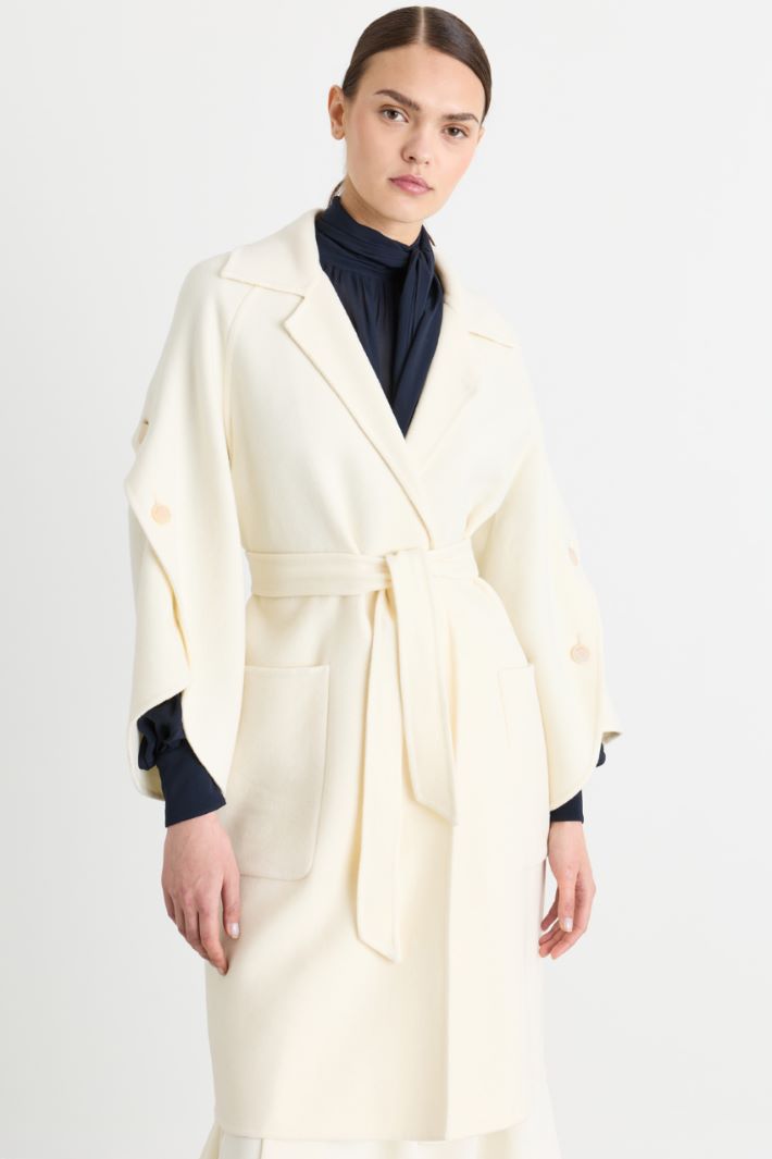 Belted Wool and Cashmere Coat - WHITE - Intrend - 2