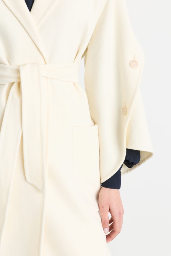 Belted Wool and Cashmere Coat - WHITE - Intrend - 3