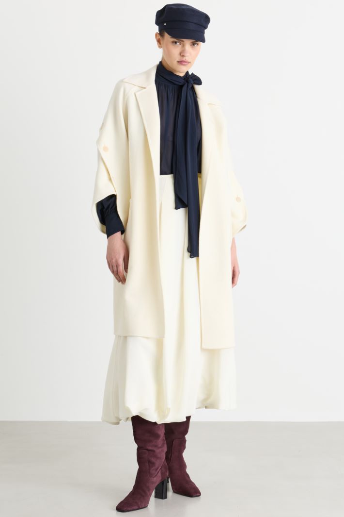 Belted Wool and Cashmere Coat - WHITE - Intrend