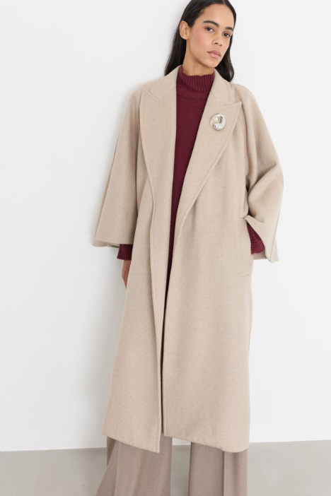 Cappotto in doppio panno di cashmere e cammello