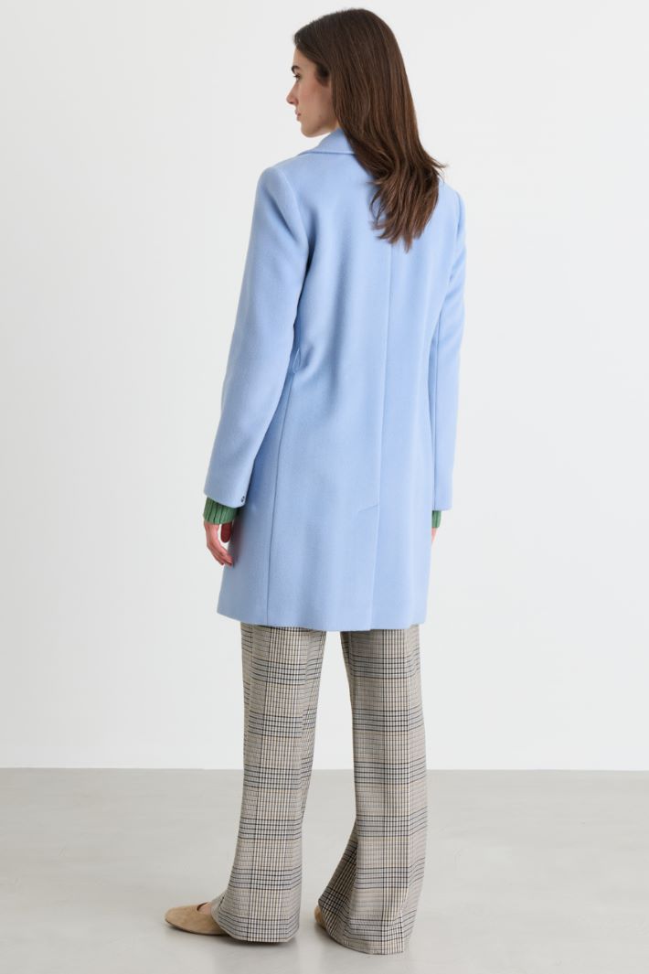 Cappotto in drap con cintura - AZZURRO - Intrend - 4