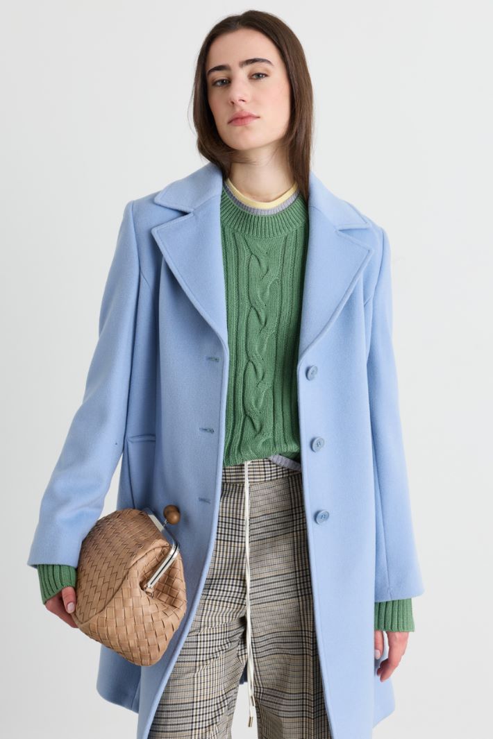 Cappotto in drap con cintura - AZZURRO - Intrend - 2