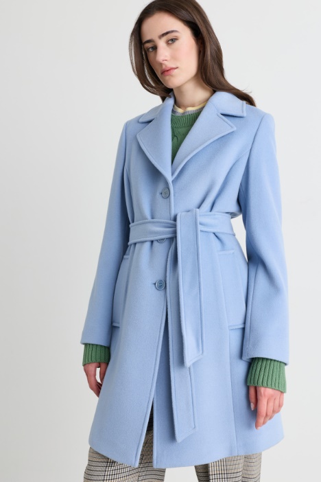 Cappotto in drap di lana con cintura