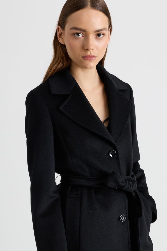 Cappotto in drap con cintura - NERO - Intrend - 3