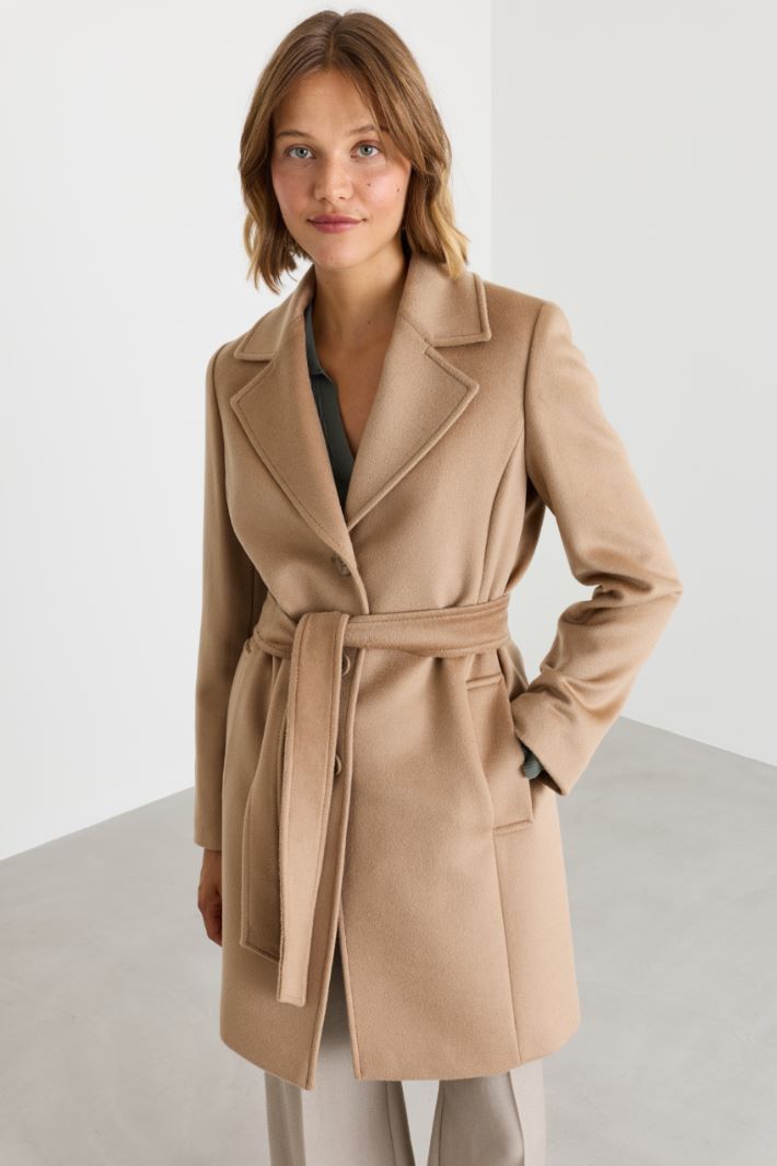 Cappotto in drap con cintura - CAMMELLO - Intrend - 2