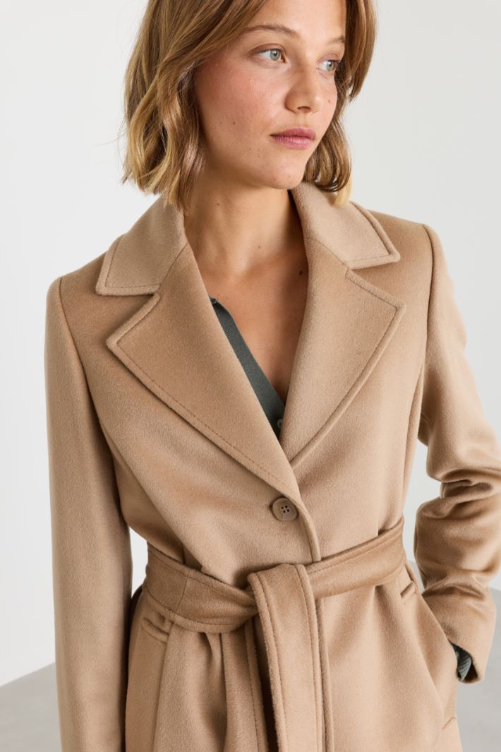 Cappotto in drap con cintura - CAMMELLO - Intrend - 3