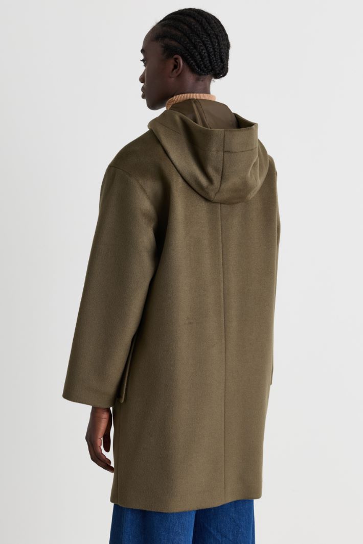 Cappotto con cappuccio in drap - VERDE - Intrend - 4