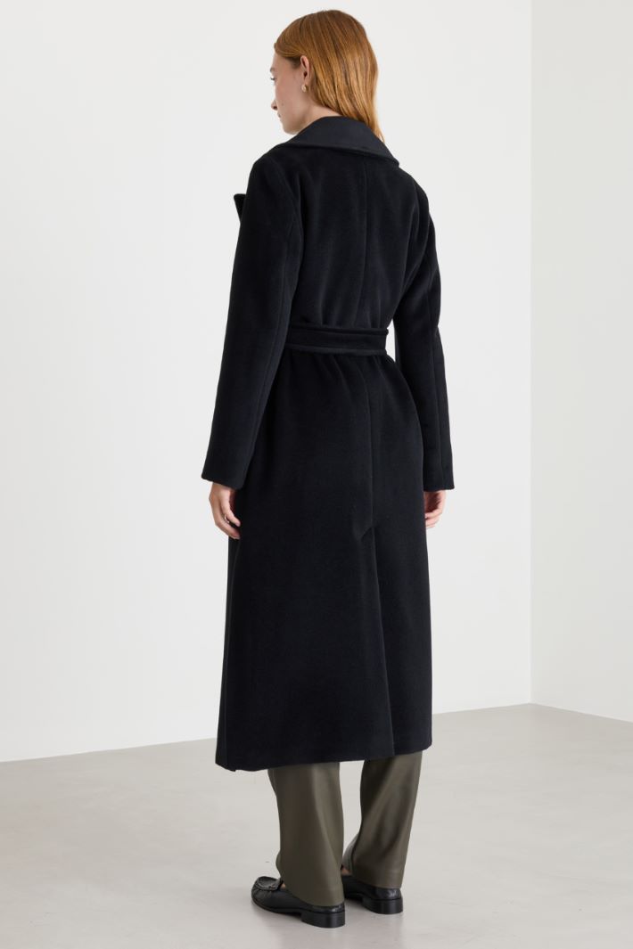 Wide Lapel Coat - BLACK - Intrend - 4