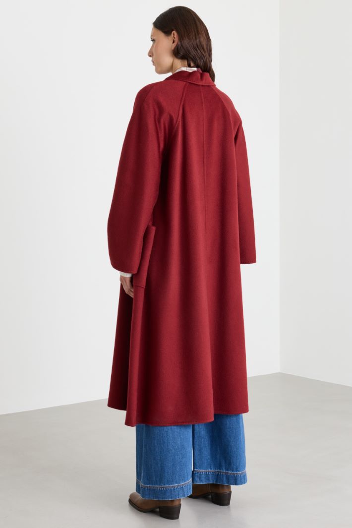 Cappotto in drap con cintura - ROSSO - Intrend - 4