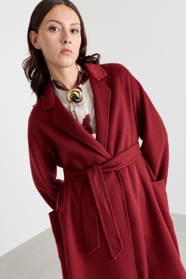 Cappotto in drap con cintura - ROSSO - Intrend - 3