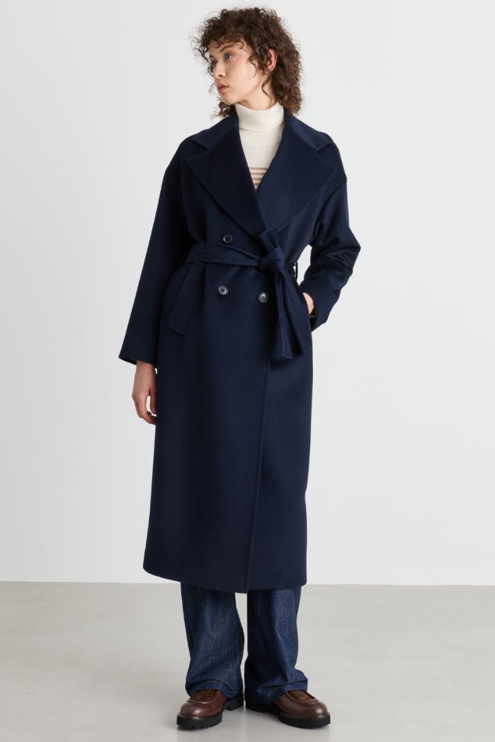 Double-breasted wool coat - BLUE - Intrend - 2