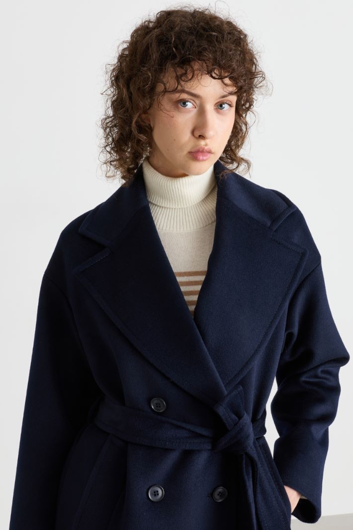 Double-breasted wool coat - BLUE - Intrend - 3