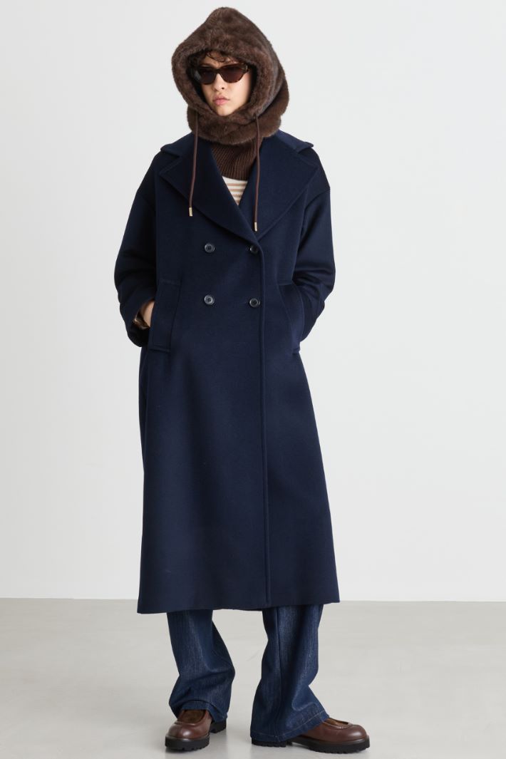 Double-breasted wool coat - BLUE - Intrend