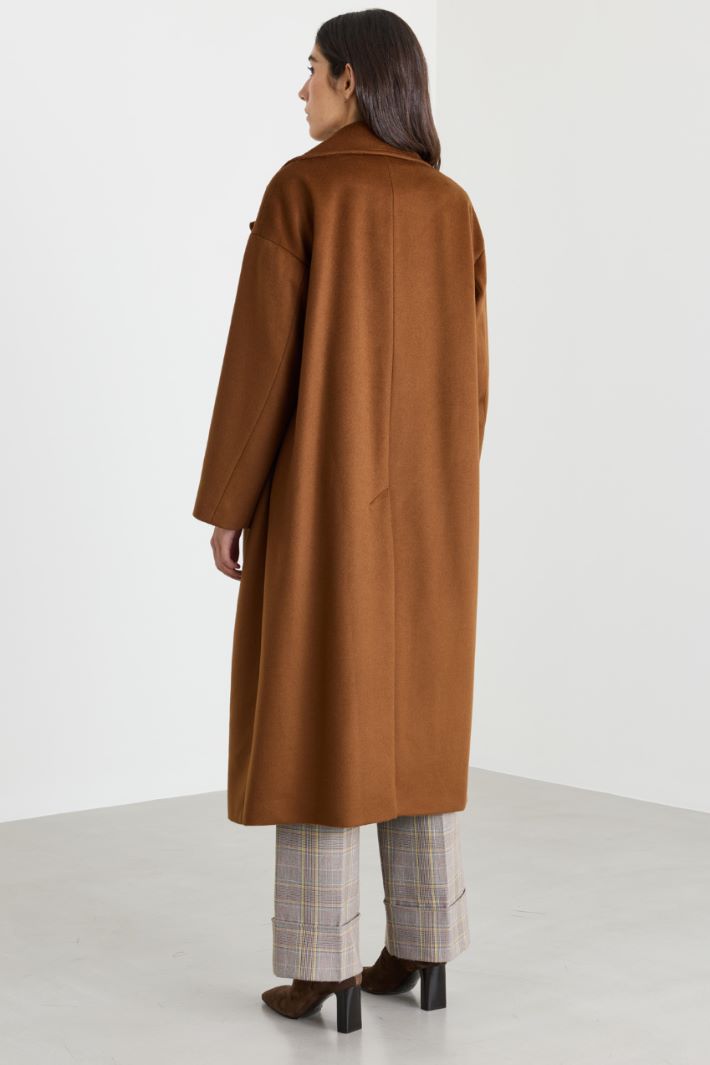 Cappotto doppiopetto in drap - MARRONE - Intrend - 4