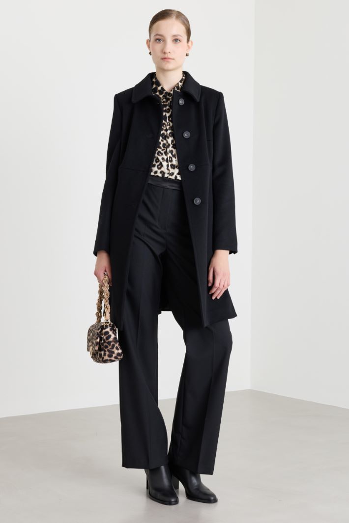 Woollen Coat - BLACK - Intrend