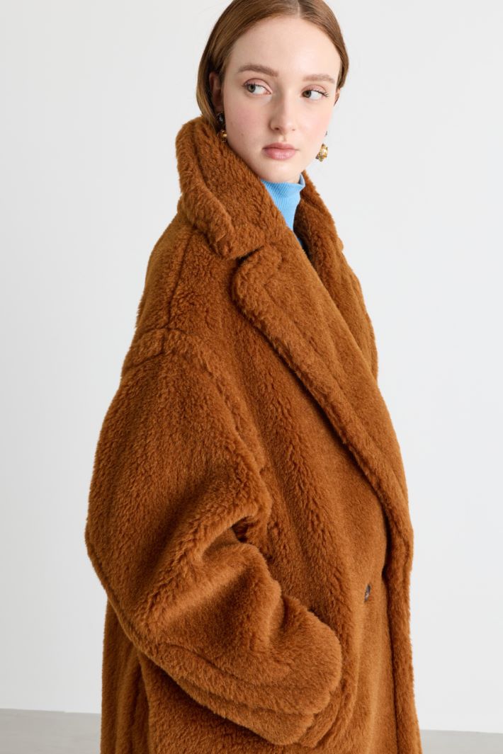 Cappotto doppiopetto in tessuto morbido e caldo - MARRONE - Intrend - 3