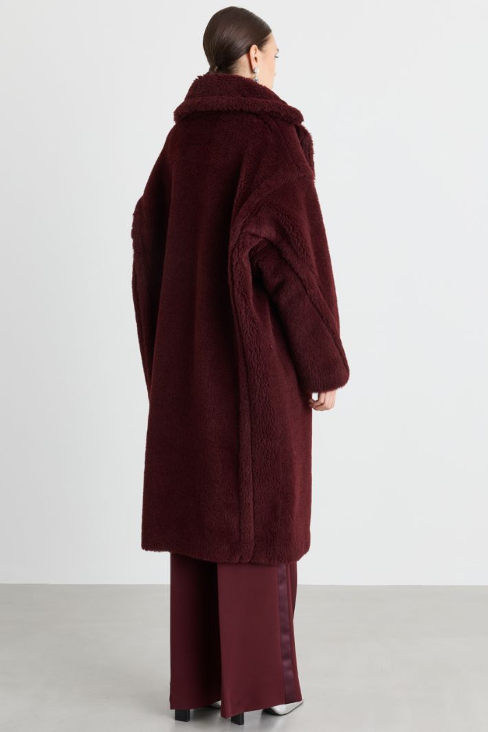 Cappotto doppiopetto in tessuto morbido e caldo - BORDEAUX - Intrend - 4