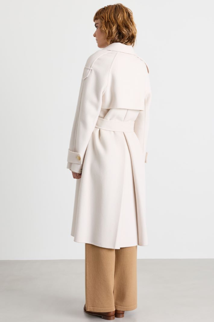 Wide-Lapel Trench Coat - WHITE - Intrend - 4