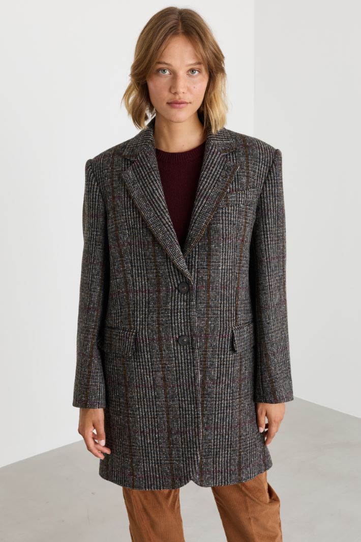 Short tweed coat - BLACK BROWN - Intrend - 2