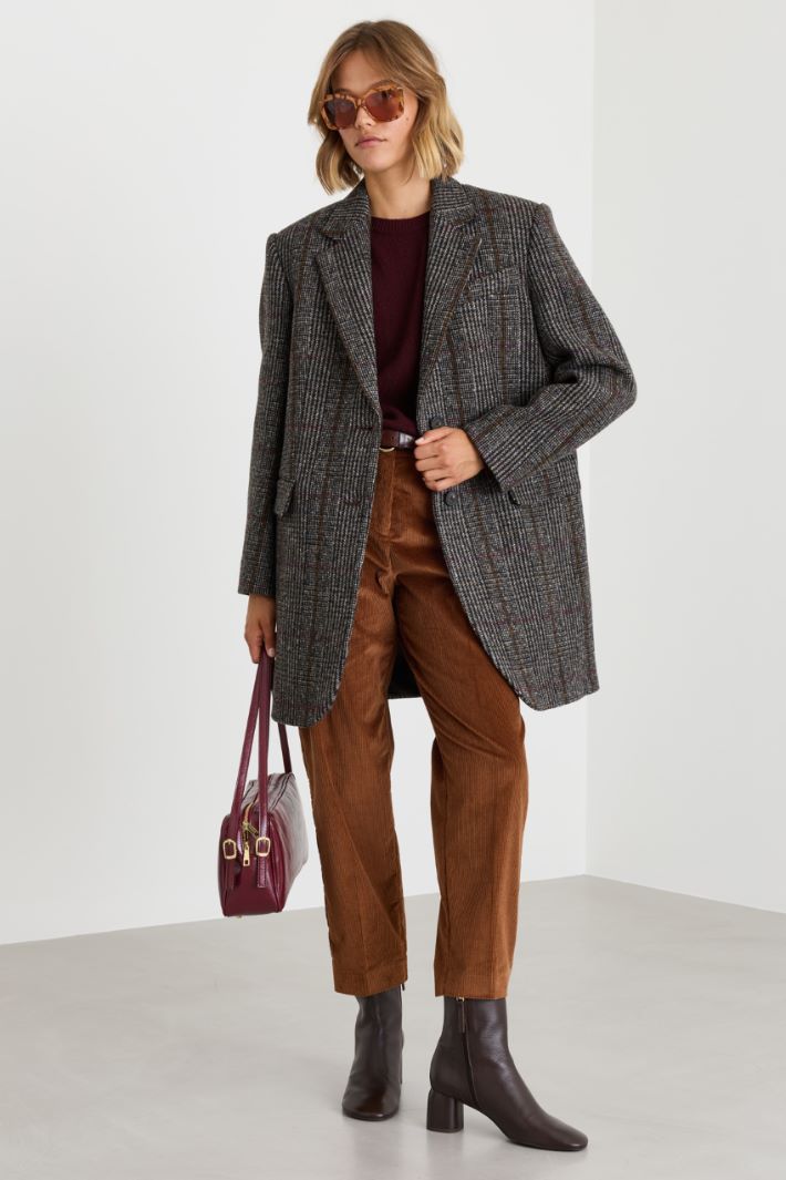 Short tweed coat - BLACK BROWN - Intrend