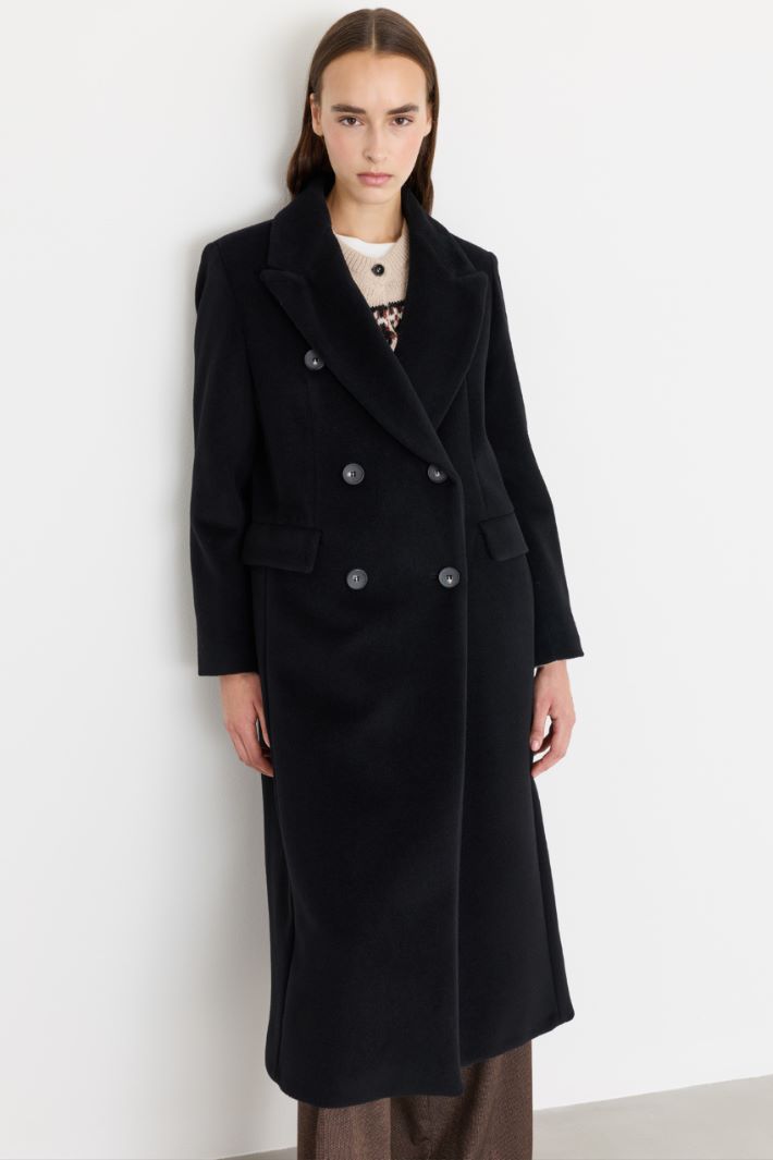 Oversized beaver wool coat - BLACK - Intrend - 2