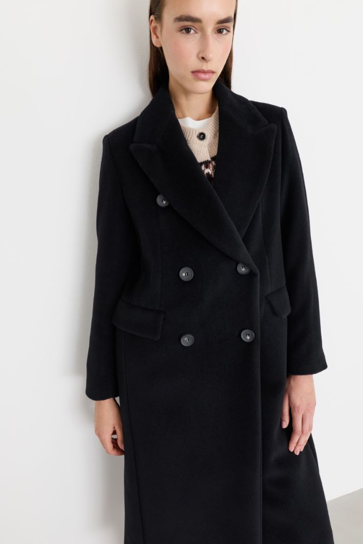 Oversized beaver wool coat - BLACK - Intrend - 3