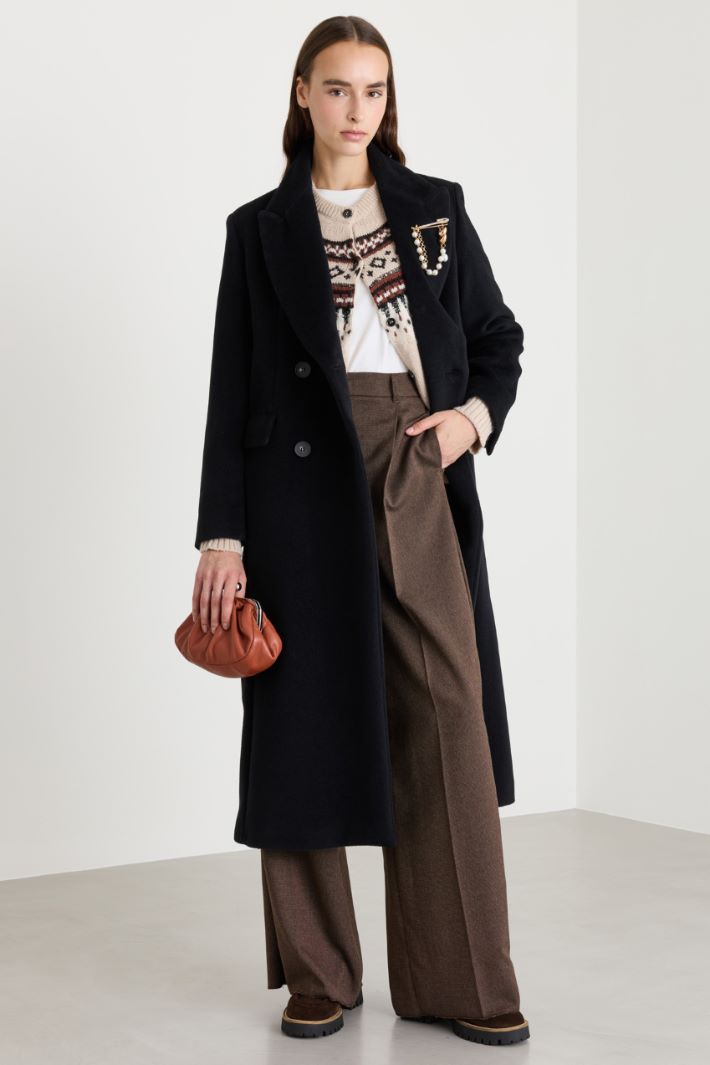 Oversized beaver wool coat - BLACK - Intrend