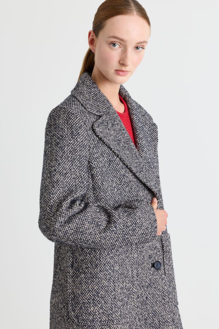 Cappotto midi in tweed - BLU BIANCO - Intrend - 3