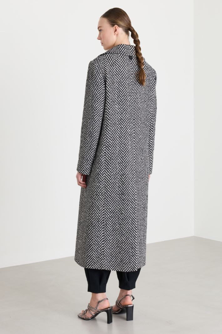 Cappotto midi in tweed - NERO BIANCO - Intrend - 4