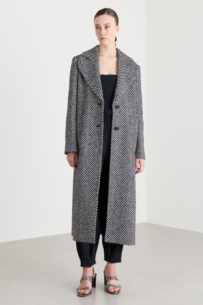 Cappotto midi in tweed - NERO BIANCO - Intrend - 2