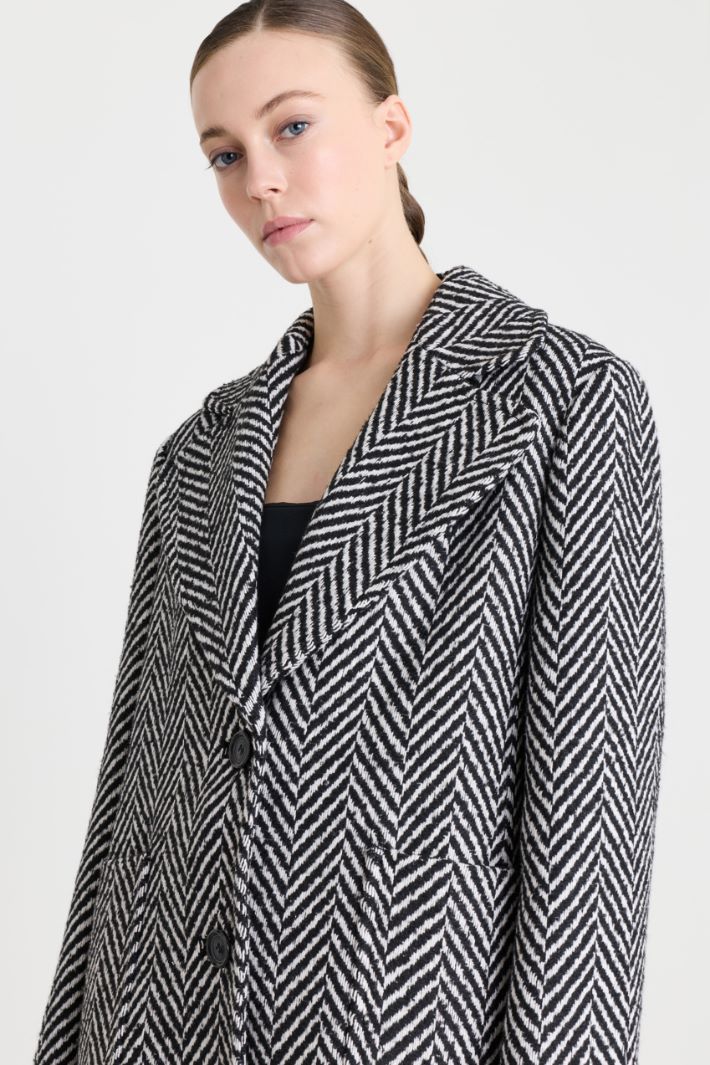 Cappotto midi in tweed - NERO BIANCO - Intrend - 3
