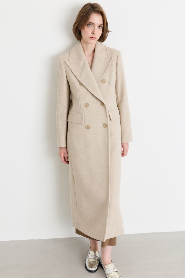Manteau croisé en drap de laine - BEIGE - Intrend - 2