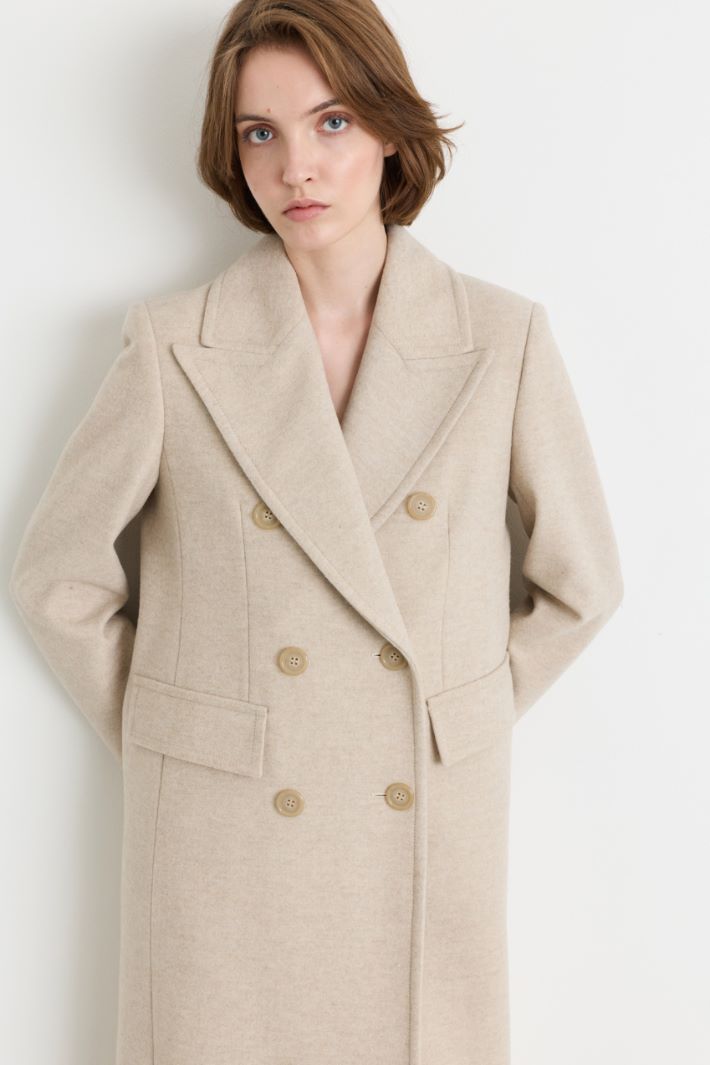 Manteau croisé en drap de laine - BEIGE - Intrend - 3