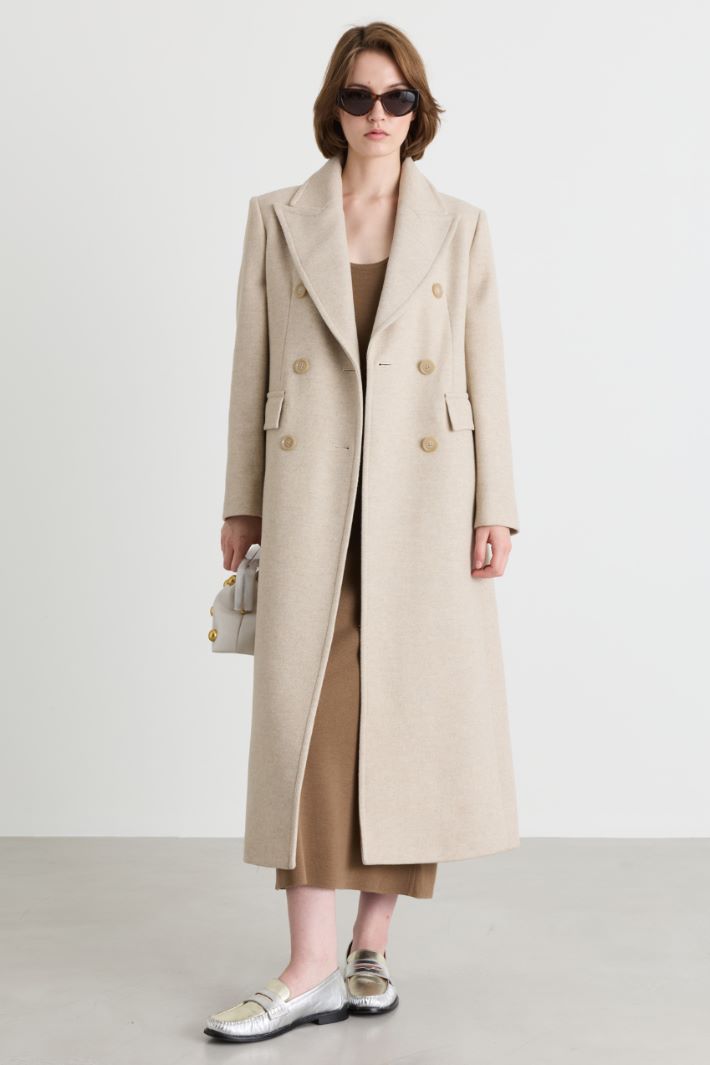 Manteau croisé en drap de laine - BEIGE - Intrend