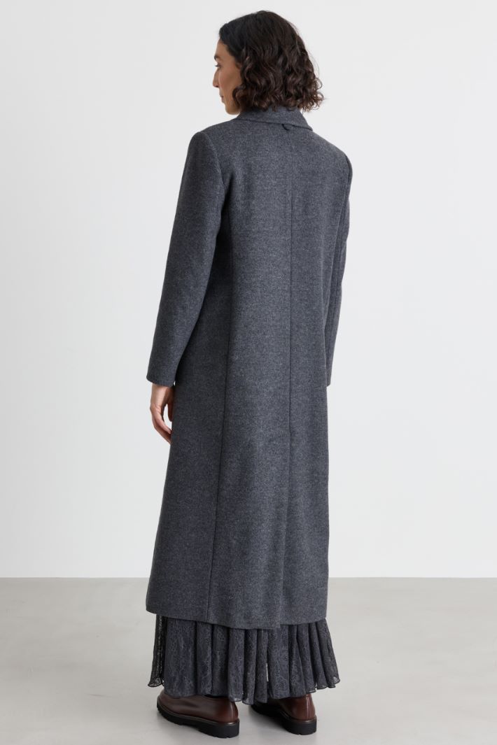 Manteau croisé en drap de laine - GRIS - Intrend - 4