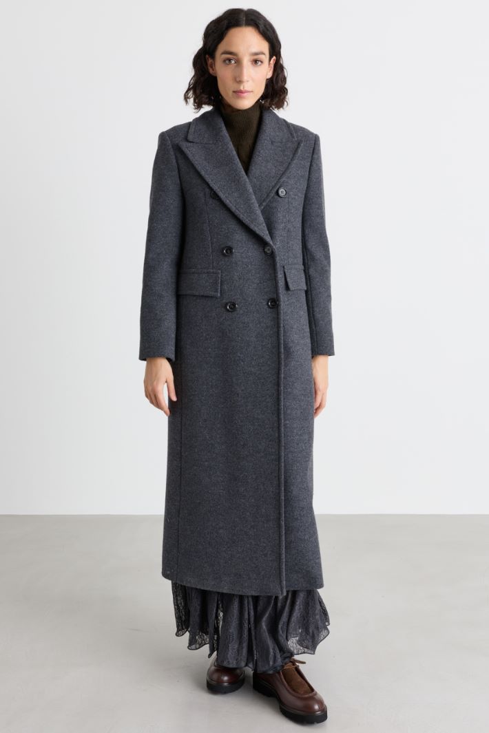 Manteau croisé en drap de laine - GRIS - Intrend - 2