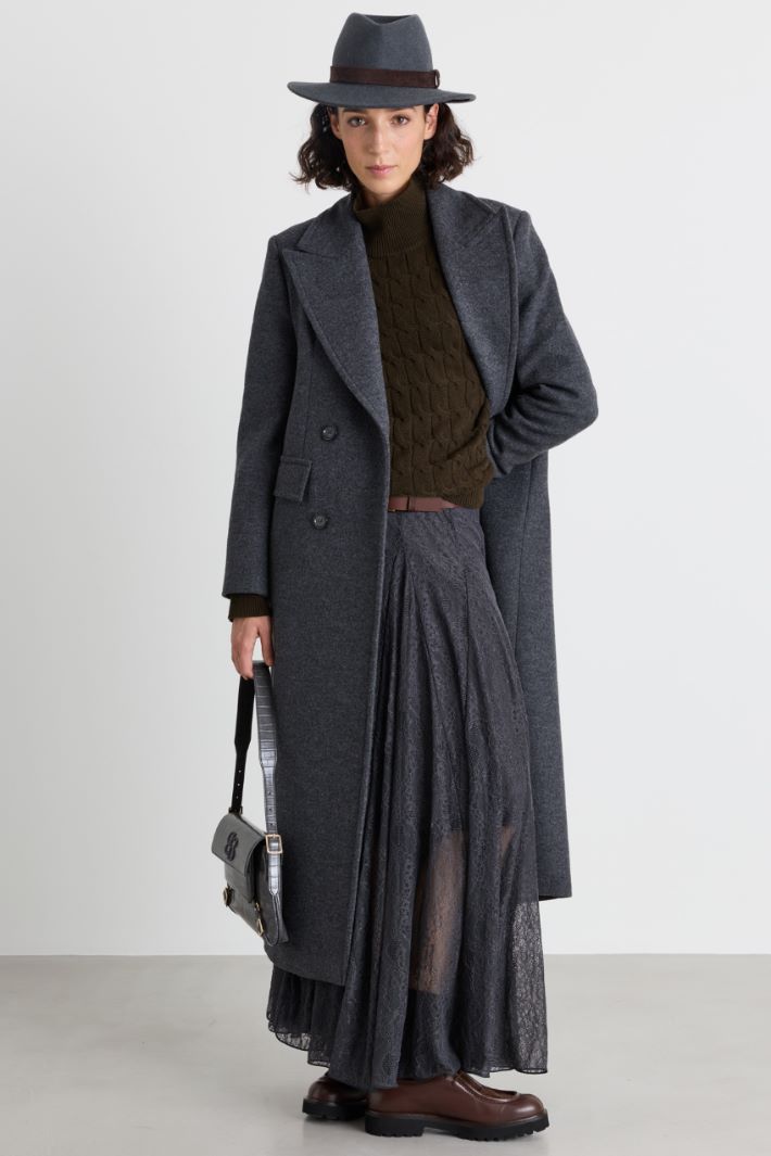 Manteau croisé en drap de laine - GRIS - Intrend