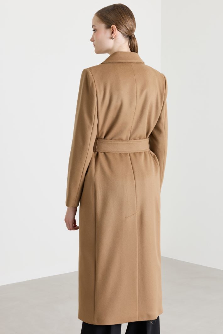 Belted double-breasted coat - CAMEL - Intrend - 4