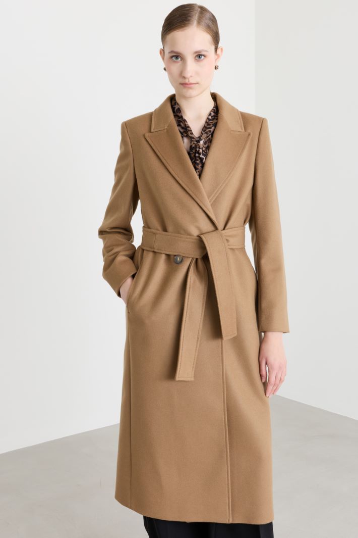 Belted double-breasted coat - CAMEL - Intrend - 2