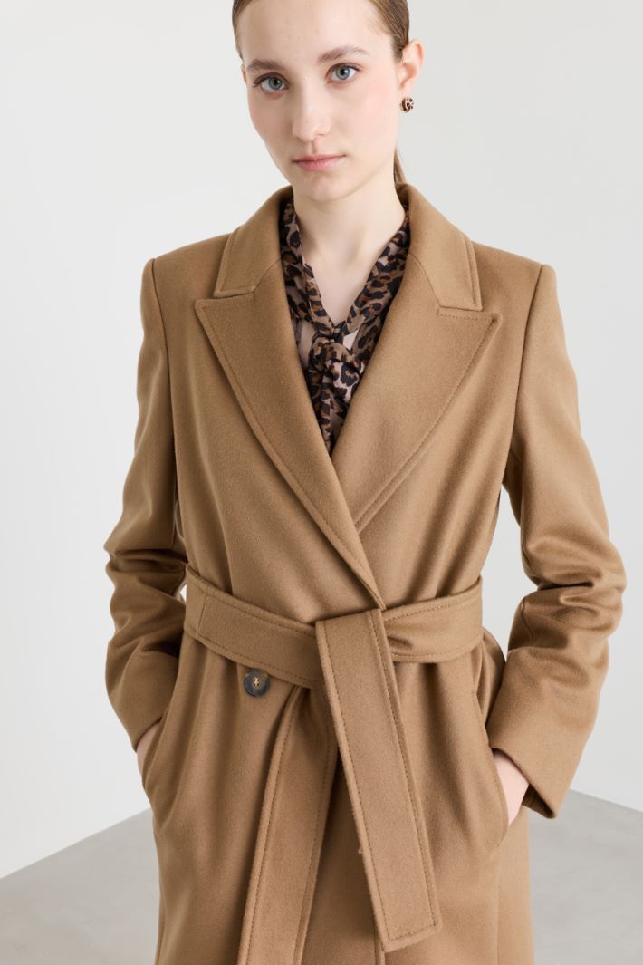 Belted double-breasted coat - CAMEL - Intrend - 3